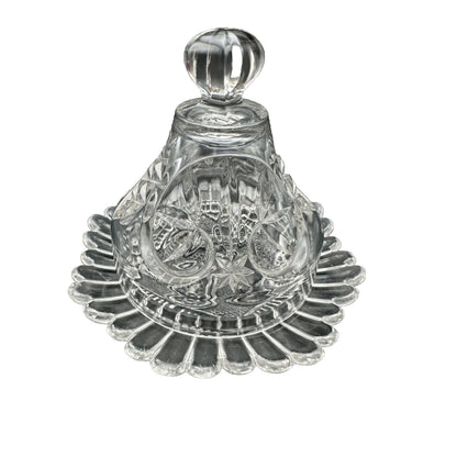 Crystal tray with crystal dome lid for serving cheese ball or butter dish