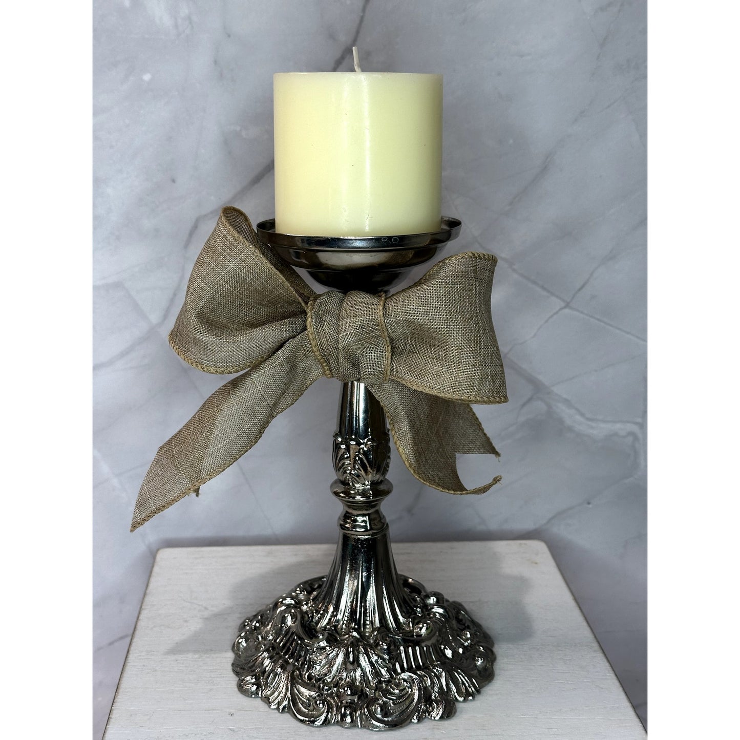 Beautiful Silver Plated Candle Holder with ornate floral design