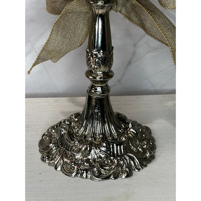 Beautiful Silver Plated Candle Holder with ornate floral design