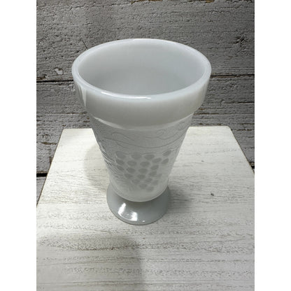 Milk Glass Goblets Vintage Embossed Grapes set of 8 1960's Era