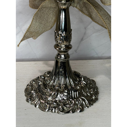 Beautiful Silver Plated Candle Holder with ornate floral design