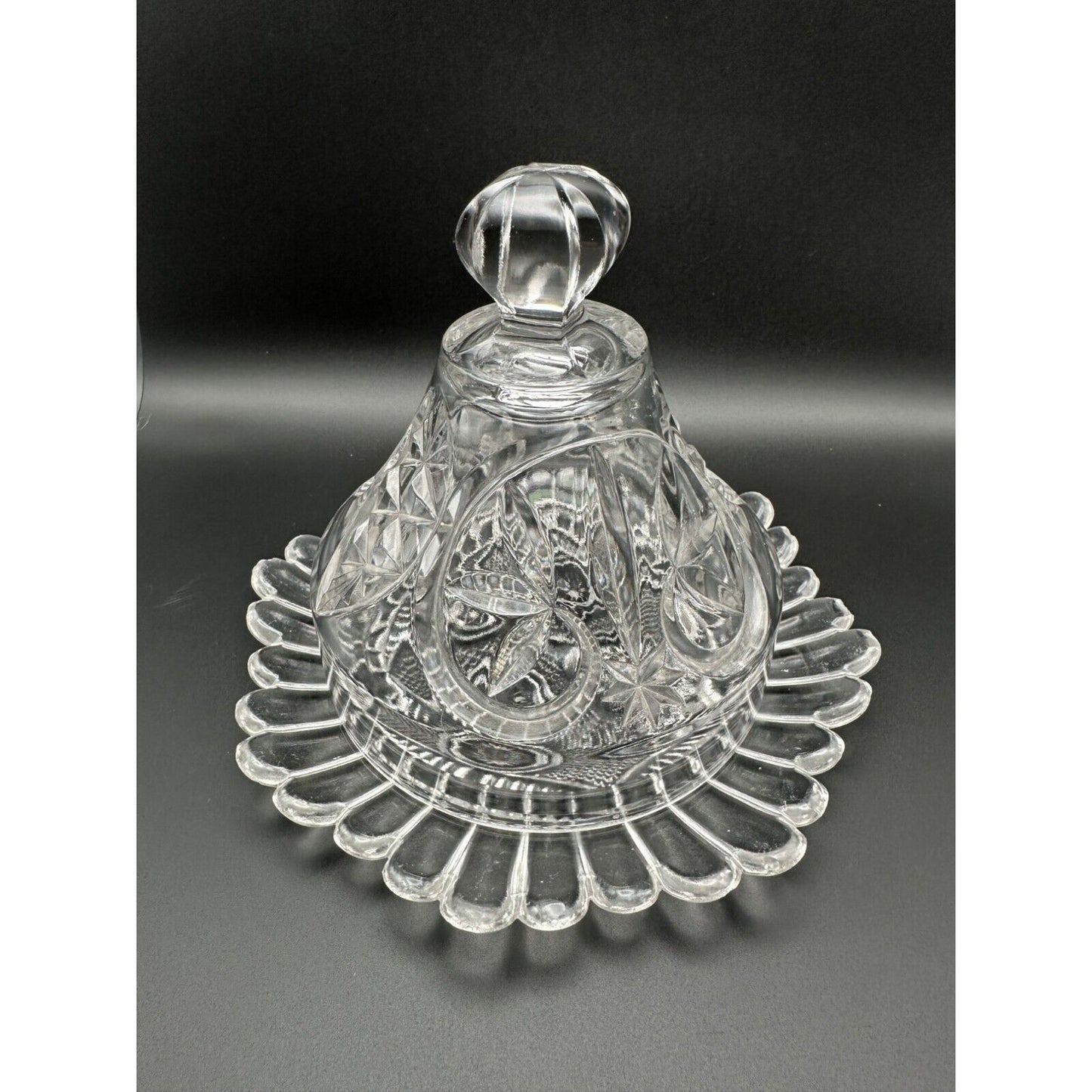 Crystal tray with crystal dome lid for serving cheese ball or butter dish