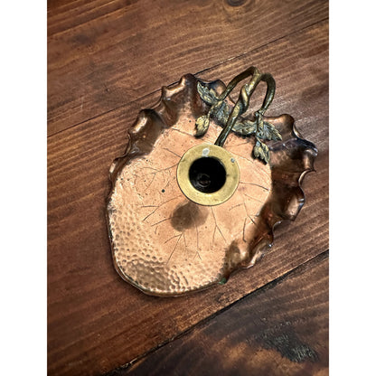 Copper and Brass Leaf Candle Holder