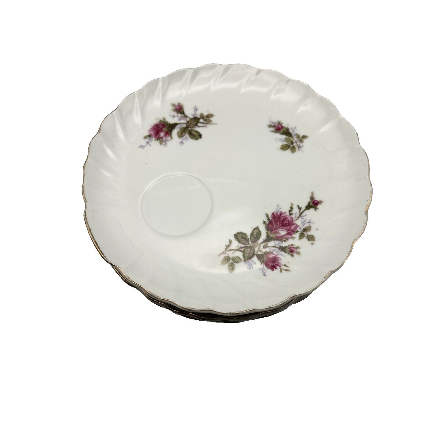 Snack Plates set of 5 Vintage Moss Rose