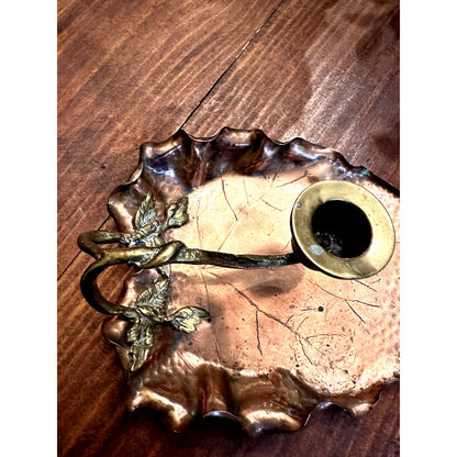 Copper and Brass Leaf Candle Holder