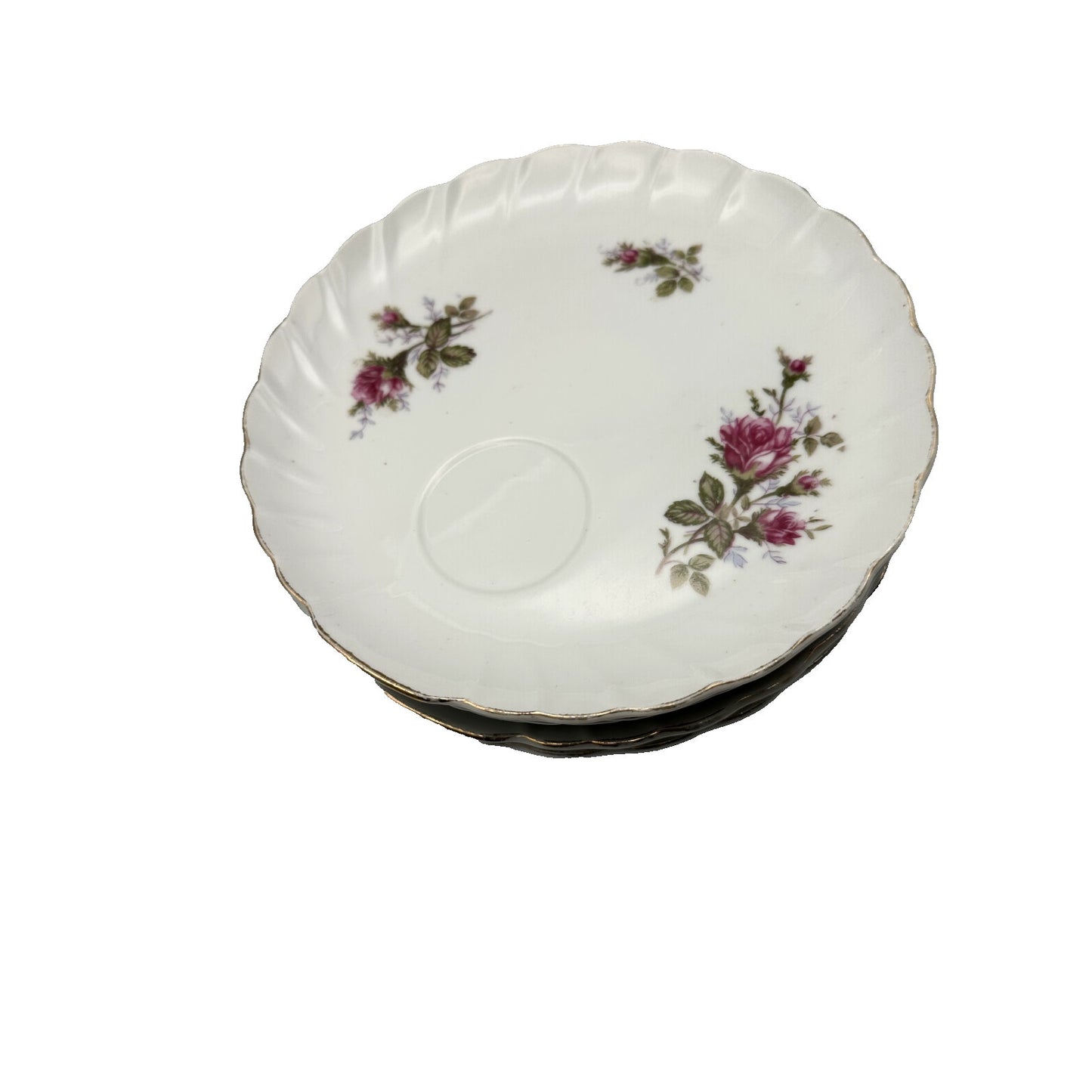 Snack Plates set of 5 Vintage Moss Rose