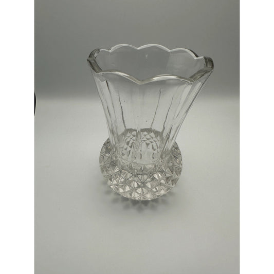 Lead Crystal Vase diamond pattern with scalloped edge