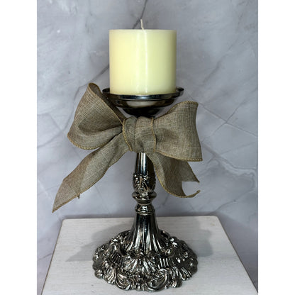 Beautiful Silver Plated Candle Holder with ornate floral design