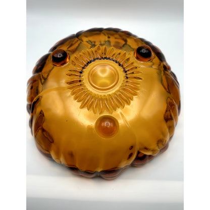 Vintage Indiana Amber Glass FSunflower Pattern 11"Dia. Fruit Bowl/Serving