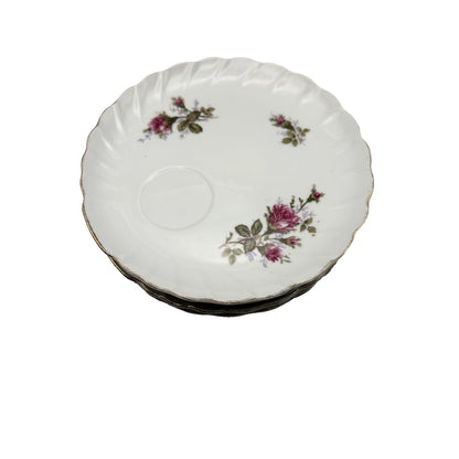 Snack Plates set of 5 Vintage Moss Rose