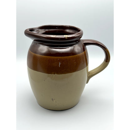 Crock stoneware pitcher three tone brown