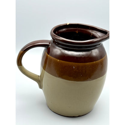 Crock stoneware pitcher three tone brown