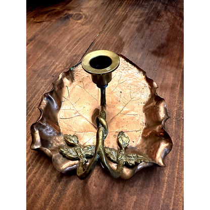 Copper and Brass Leaf Candle Holder