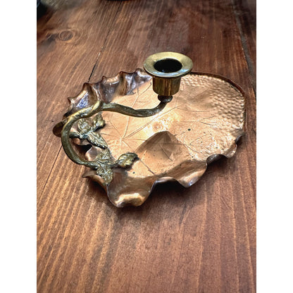 Copper and Brass Leaf Candle Holder