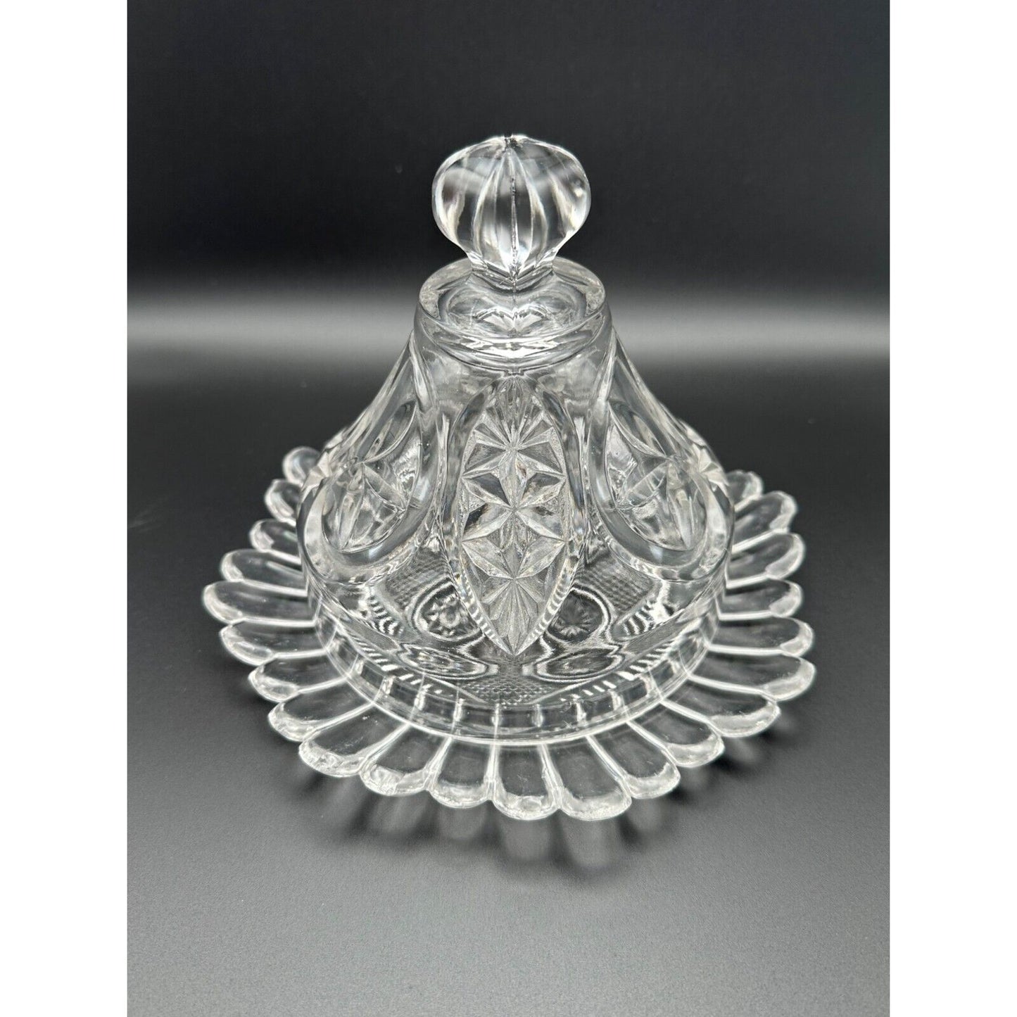 Crystal tray with crystal dome lid for serving cheese ball or butter dish