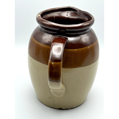 Crock stoneware pitcher three tone brown