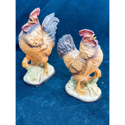 Norleans Vintage Ceramic Rooster and Hen Figurine Set