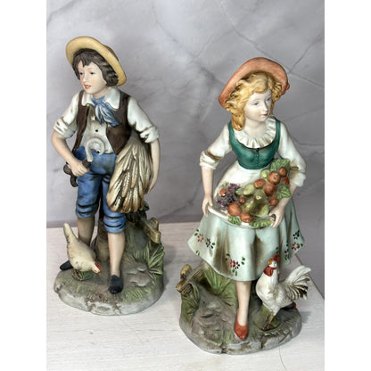 Homco Home Interiors #8881 Harvest Boy & Girl Figurines