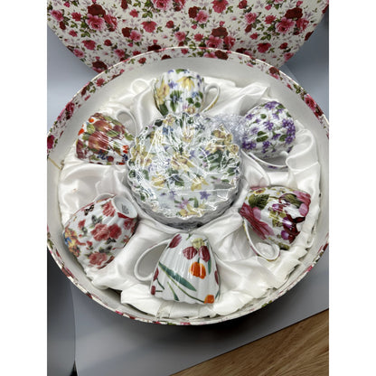 Demitasse cups and saucers set of 6 each in Gift Box