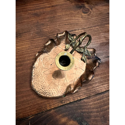 Copper and Brass Leaf Candle Holder