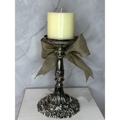 Beautiful Silver Plated Candle Holder with ornate floral design